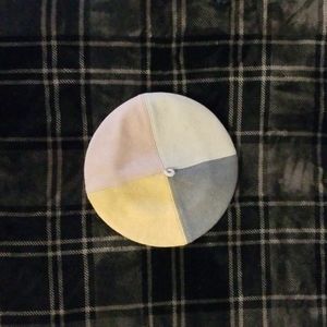 Color block pastel beret wool